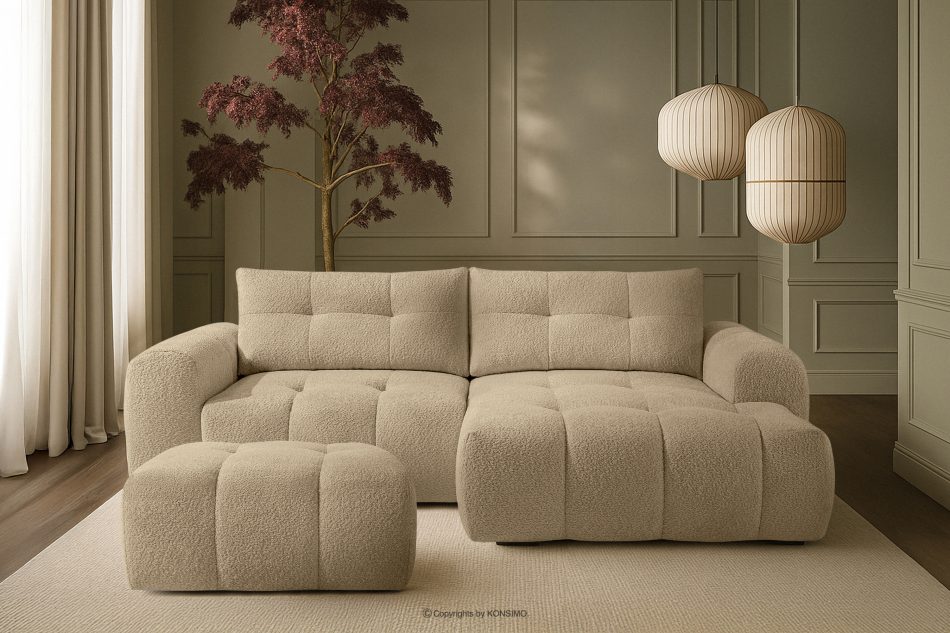 RAVIA Prošívaný puf v japandi stylu světle béžový světle béžová - obrázok 5