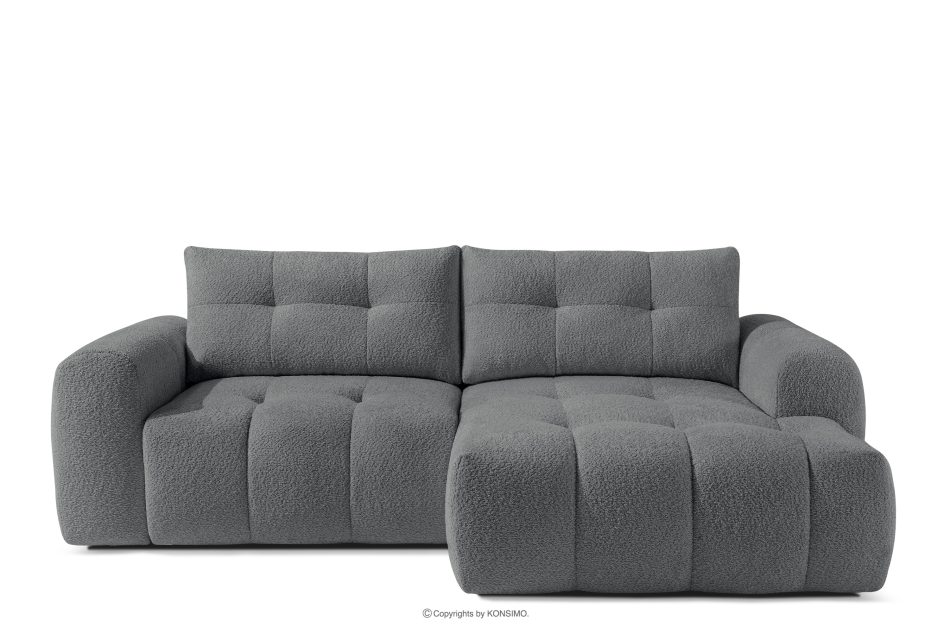 RAVIA Japandi boucle prošívaná rohová pohovka levá tmavě šedá tmavě šedá - obrázok 0