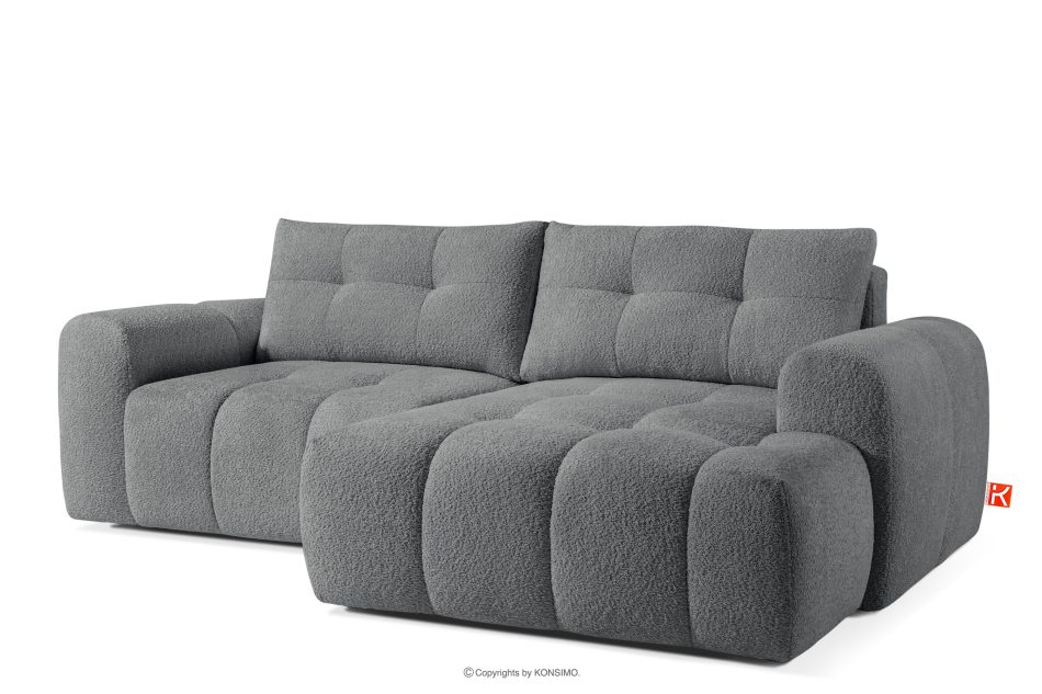 RAVIA Japandi boucle prošívaná rohová pohovka levá tmavě šedá tmavě šedá - obrázok 2