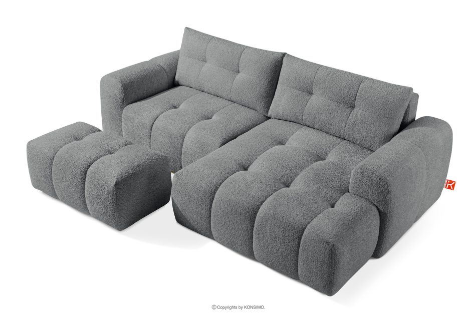 RAVIA Japandi boucle prošívaná rohová pohovka levá tmavě šedá tmavě šedá - obrázok 6