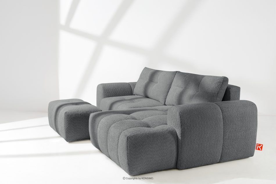 RAVIA Japandi boucle prošívaná rohová pohovka levá tmavě šedá tmavě šedá - obrázok 17