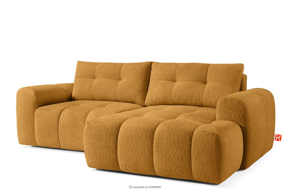 RAVIA Japandi boucle prošívaná rohová pohovka pravá medová medová - obrázok 2