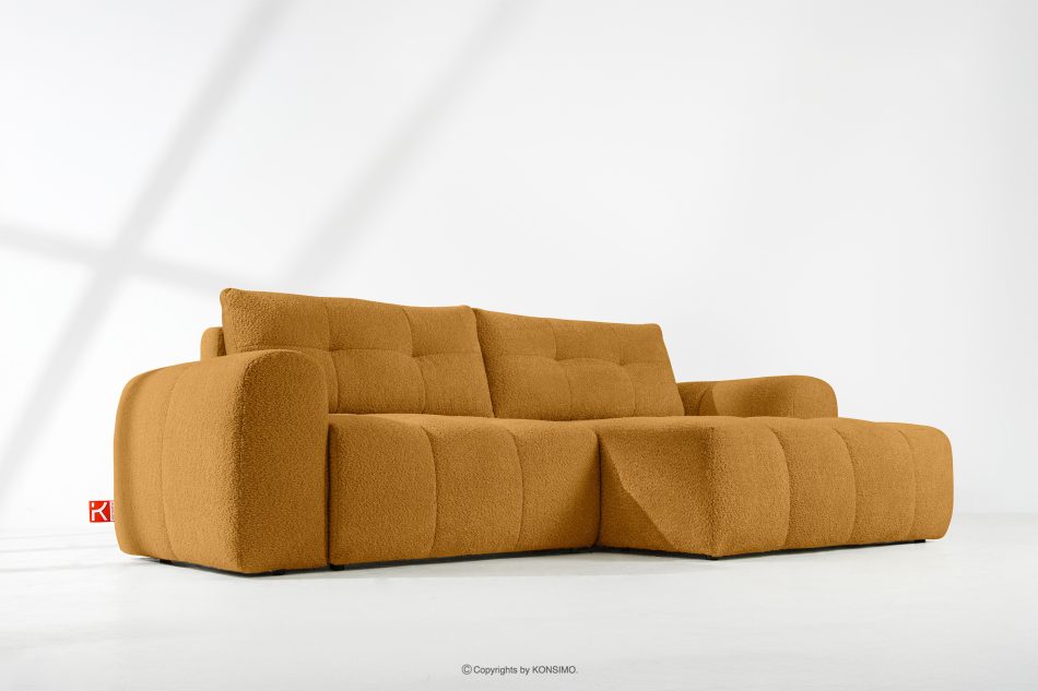 RAVIA Japandi boucle prošívaná rohová pohovka pravá medová medová - obrázok 16