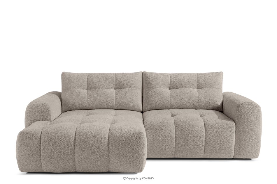 RAVIA Rohová pohovka s japandim prošíváním ve stylu boucle vlevo šedá šedá - obrázok 0