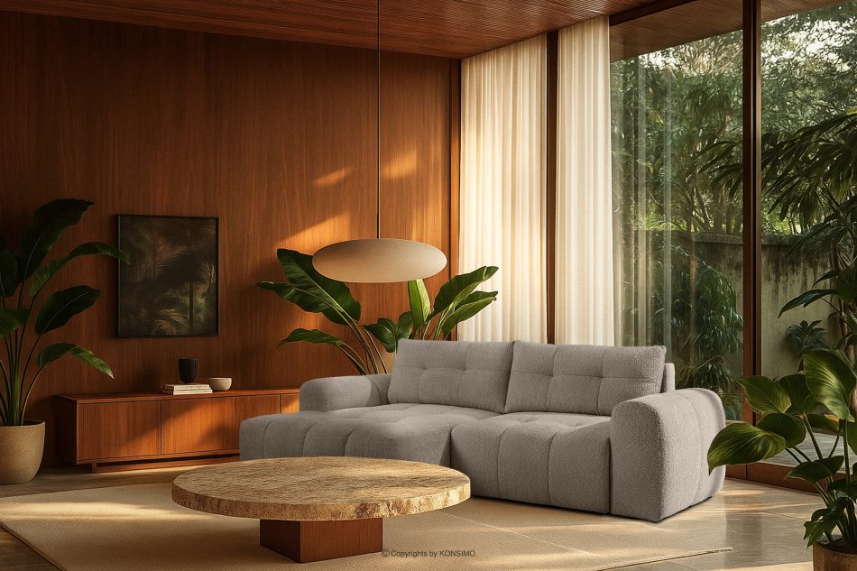 RAVIA Rohová pohovka s japandim prošíváním ve stylu boucle vlevo šedá šedá - obrázok 20