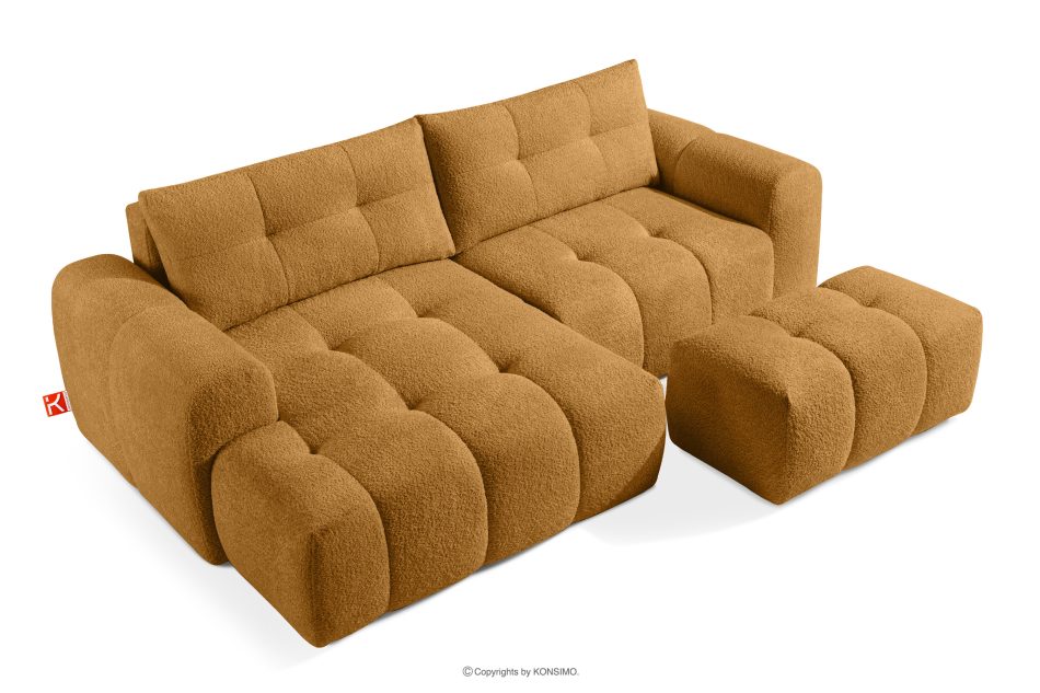 RAVIA Rohová pohovka s japandim prošíváním boucle levá medová medová - obrázok 6