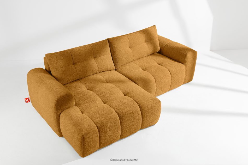 RAVIA Rohová pohovka s japandim prošíváním boucle levá medová medová - obrázok 1