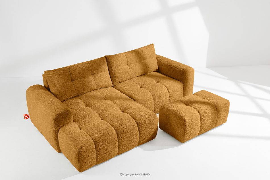 RAVIA Rohová pohovka s japandim prošíváním boucle levá medová medová - obrázok 16