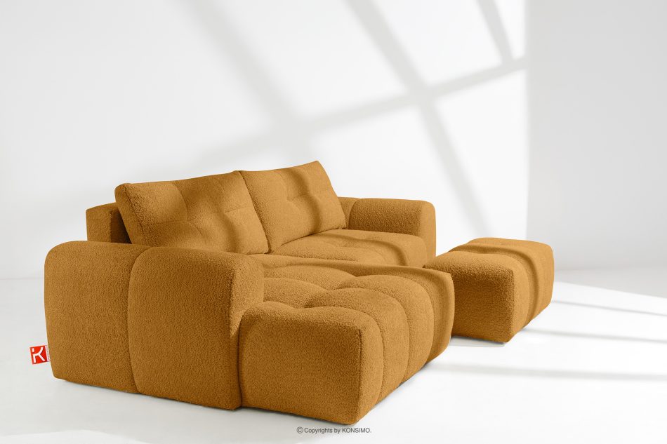 RAVIA Rohová pohovka s japandim prošíváním boucle levá medová medová - obrázok 17