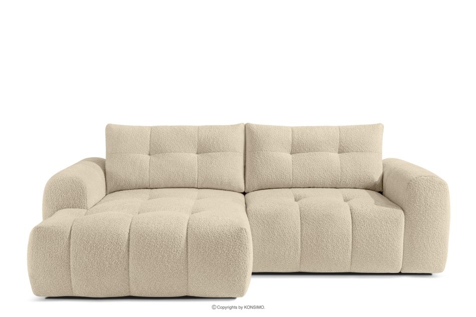 RAVIA Japandi boucle prošívaná rohová pohovka levá světle béžová světle béžová - obrázok 0