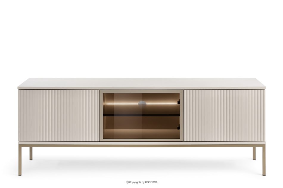 FONTE Krémová komoda s lamelami na vysokých nožičkách krémový - obrázok 0