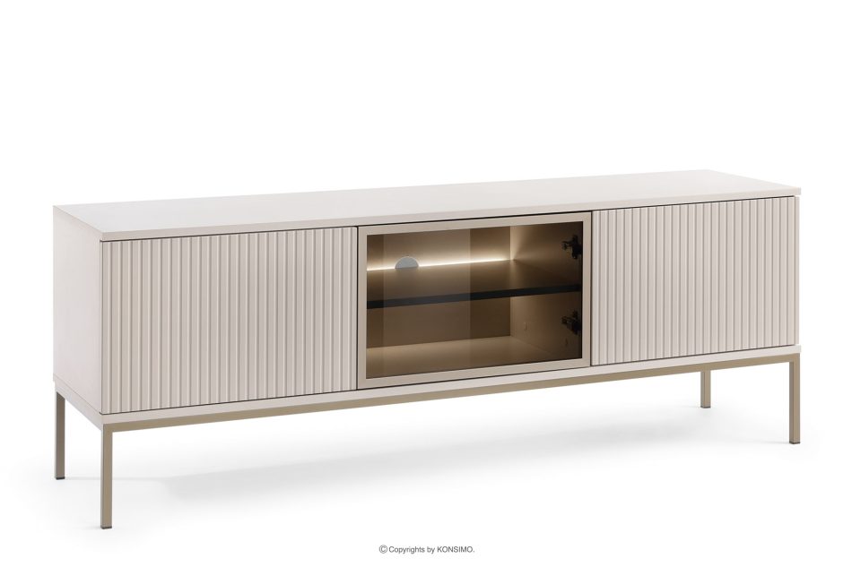 FONTE Krémová komoda s lamelami na vysokých nožičkách krémový - obrázok 2