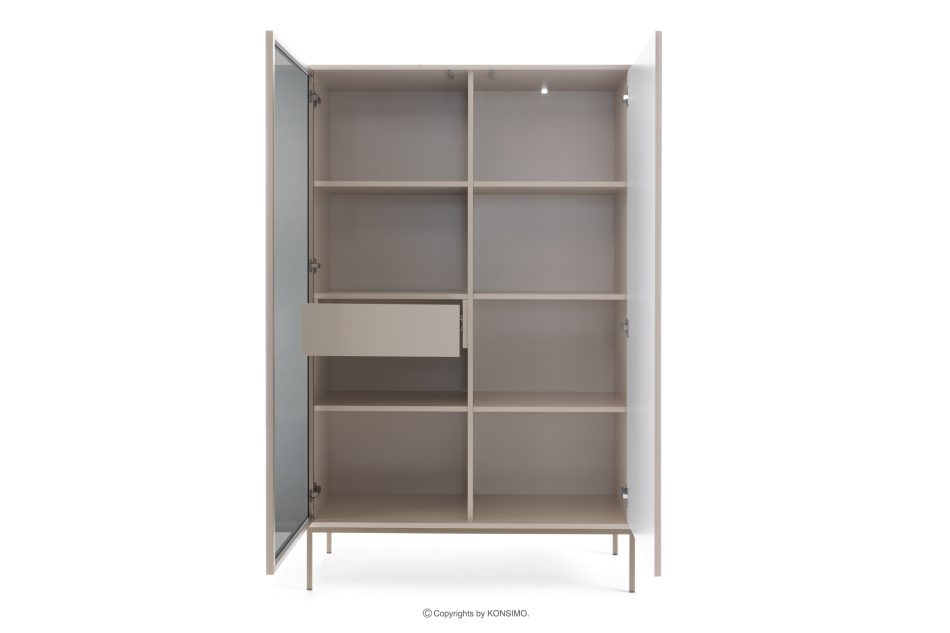 FONTE Krémová vitrína s lamelami na vysokých nožičkách krémový - obrázok 3