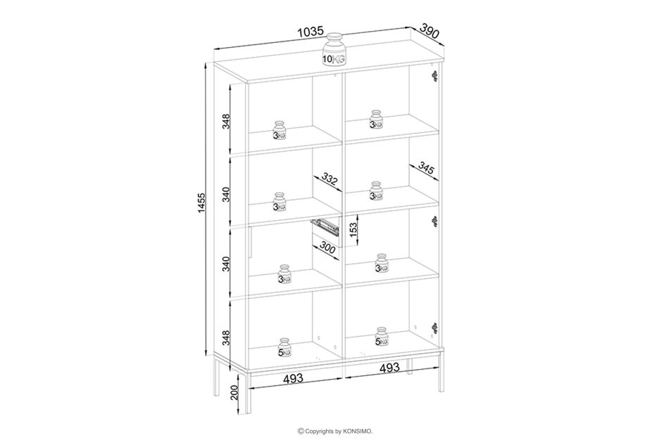 FONTE Krémová vitrína s lamelami na vysokých nožičkách krémový - obrázok 6