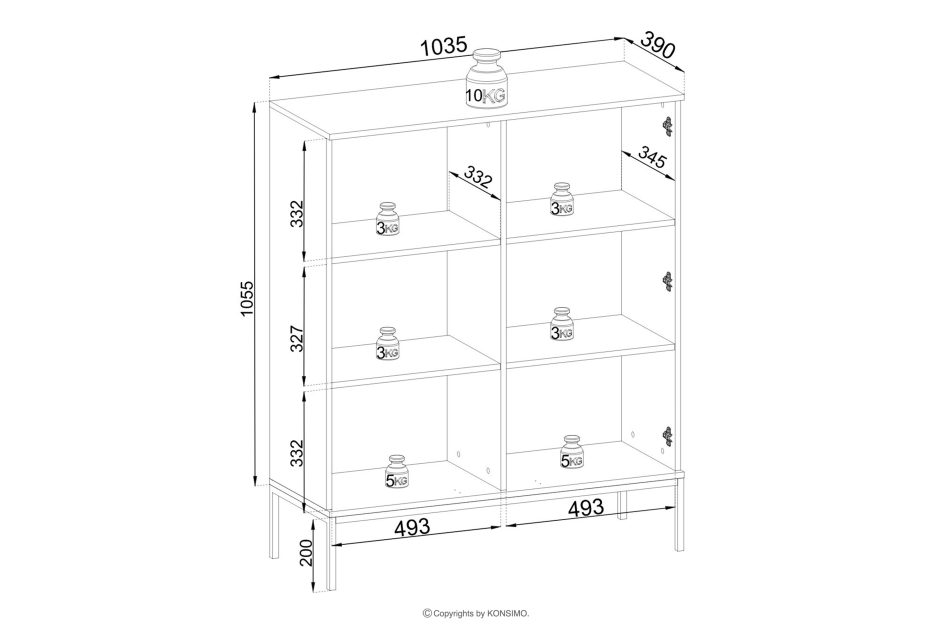 FONTE Krémová nízka vitrína s lamelami krémový - obrázok 4