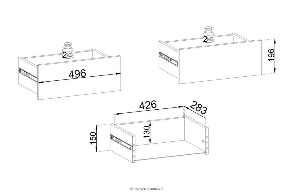 FONTE Krémová široká komoda so sklenenými dvierkami a lamelami krémový - obrázok 6
