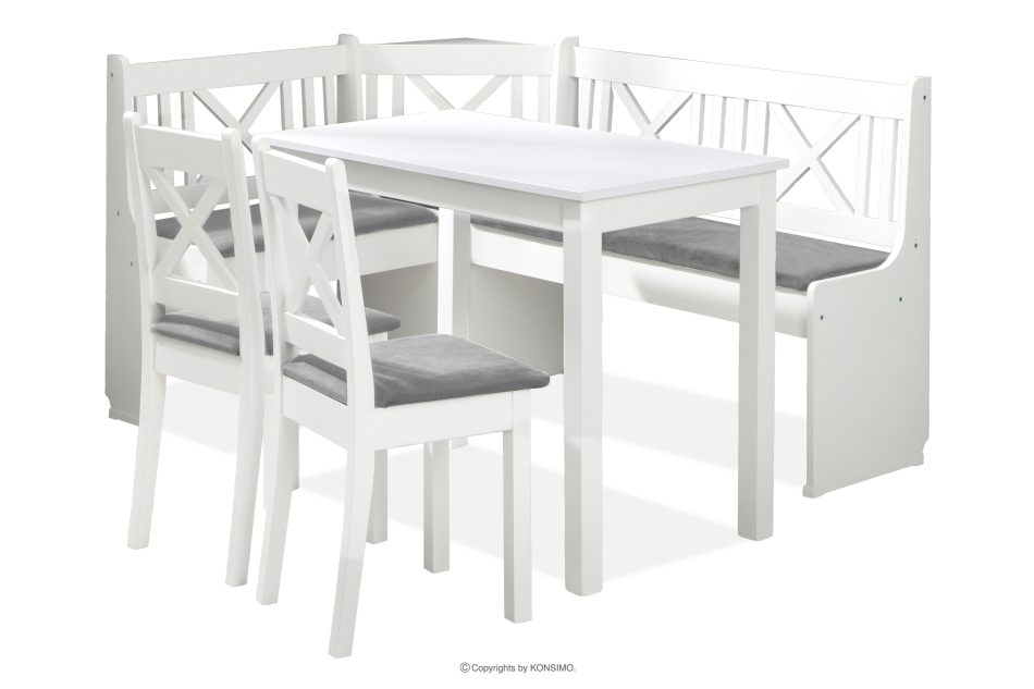 CULIO Kuchynský rohový set / rohový set do kuchyne so stoličkami a stolom biela svetlo sivá biela/svetlo sivá - obrázok 0