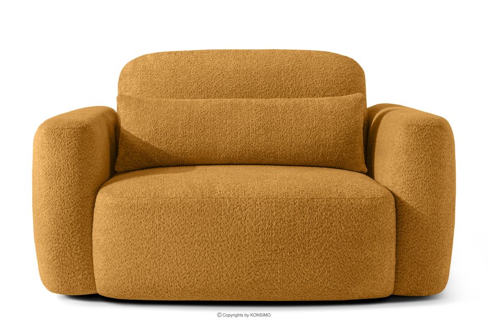 ELOSA Kreslo v japonskom štýle v medovej bouclé tkanine medová - obrázok 0