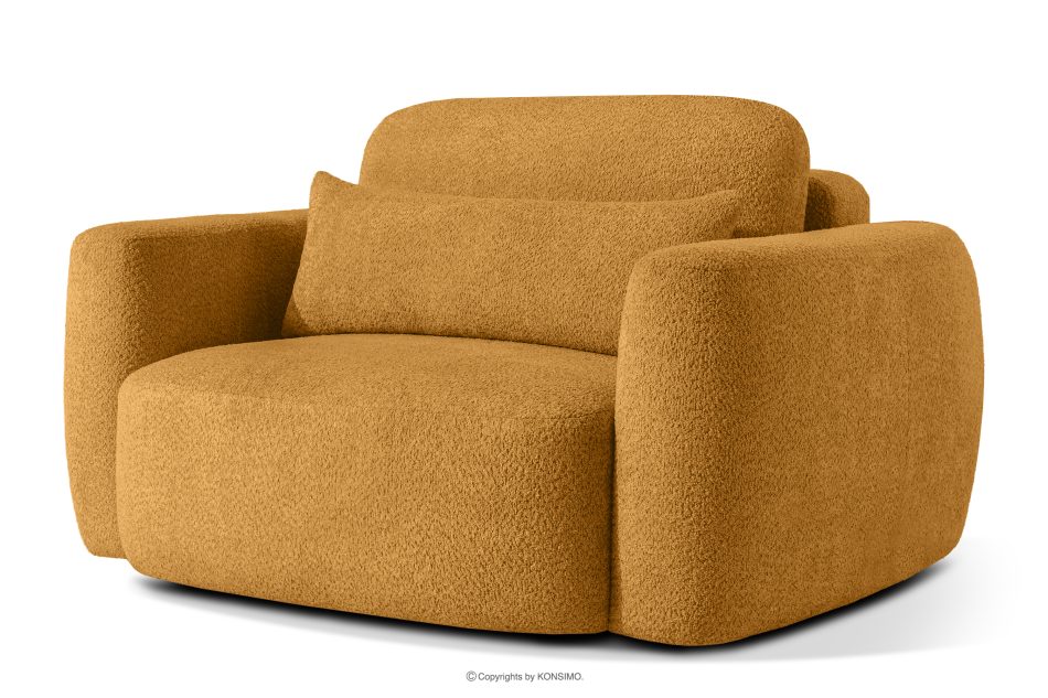 ELOSA Kreslo v japonskom štýle v medovej bouclé tkanine medová - obrázok 2