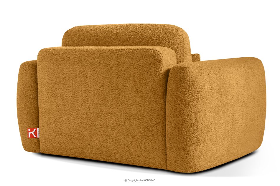 ELOSA Kreslo v japonskom štýle v medovej bouclé tkanine medová - obrázok 4