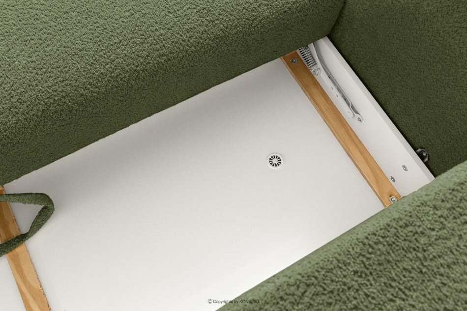 ELOSA Trojmiestna pohovka v japonskom štýle z olivovej bouclé látky olivová - obrázok 12