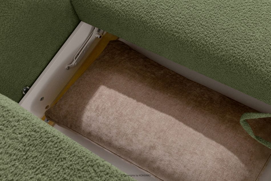 ELOSA Trojmiestna pohovka v japonskom štýle z olivovej bouclé látky olivová - obrázok 14