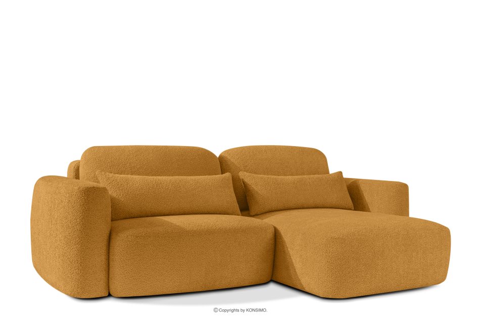 ELOSA Rohová pohovka v japonskom štýle z bouclé tkaniny pravá medová medová - obrázok 3