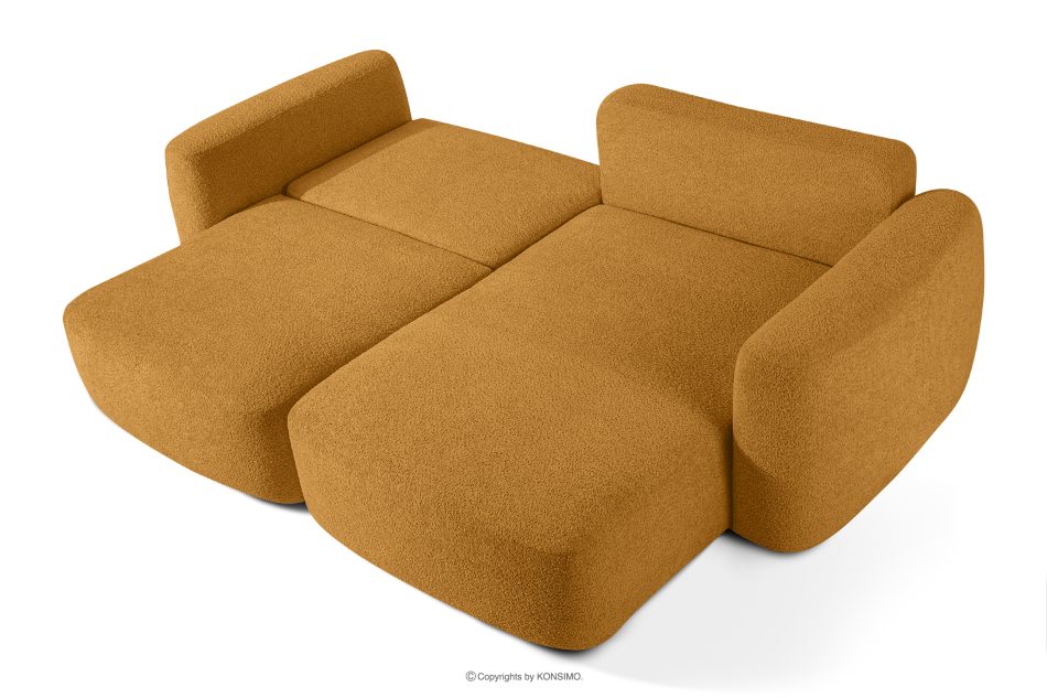 ELOSA Rohová pohovka v japonskom štýle z bouclé tkaniny pravá medová medová - obrázok 4