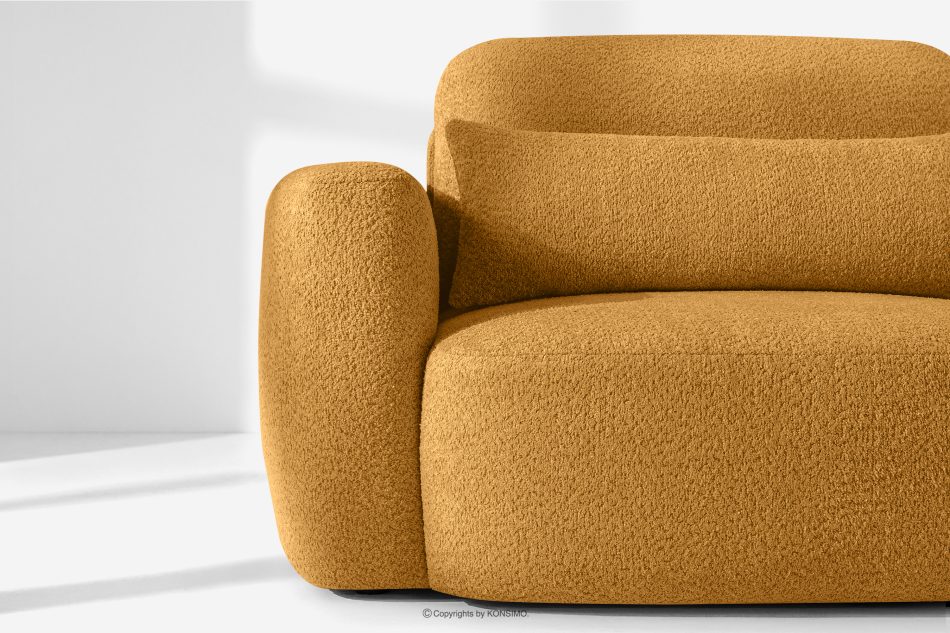 ELOSA Rohová pohovka v japonskom štýle z bouclé tkaniny pravá medová medová - obrázok 6