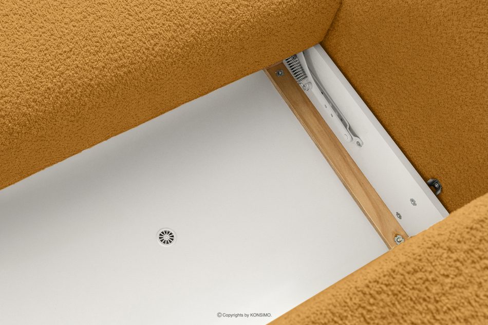 ELOSA Rohová pohovka v japonskom štýle z bouclé tkaniny pravá medová medová - obrázok 12