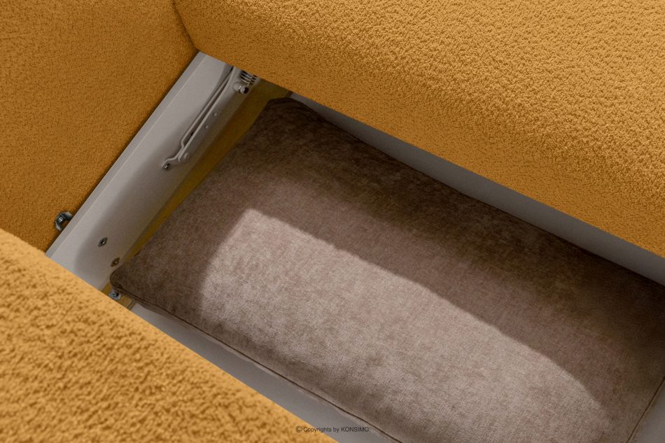 ELOSA Rohová pohovka v japonskom štýle z bouclé tkaniny pravá medová medová - obrázok 14