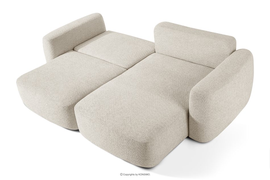 ELOSA Rohová pohovka Japandi z bouclé tkaniny pravá biela bílá - obrázok 4