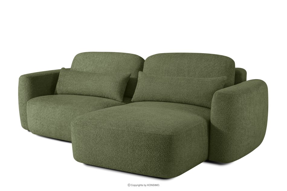 ELOSA Rohová sedačka v japonskom štýle z bouclé tkaniny pravá olivová olivová - obrázok 2