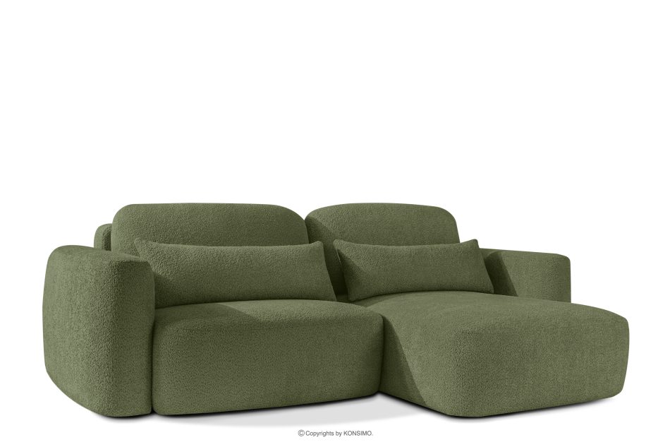 ELOSA Rohová sedačka v japonskom štýle z bouclé tkaniny pravá olivová olivová - obrázok 3