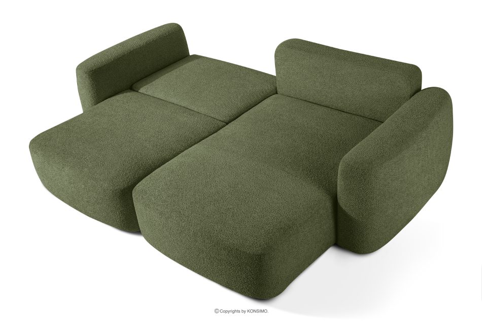 ELOSA Rohová sedačka v japonskom štýle z bouclé tkaniny pravá olivová olivová - obrázok 4