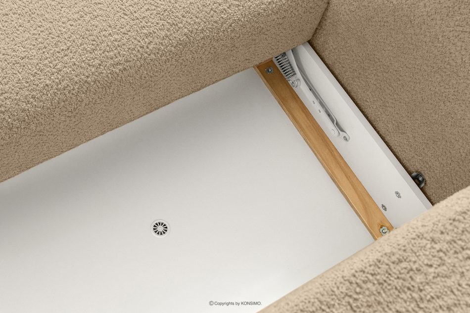 ELOSA Rohová pohovka Japandi z bouclé tkaniny pravá béžová béžová - obrázok 12