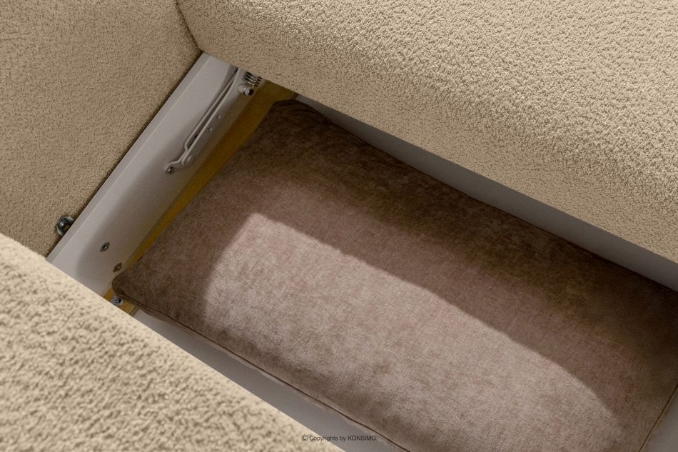 ELOSA Rohová pohovka Japandi z bouclé tkaniny pravá béžová béžová - obrázok 14