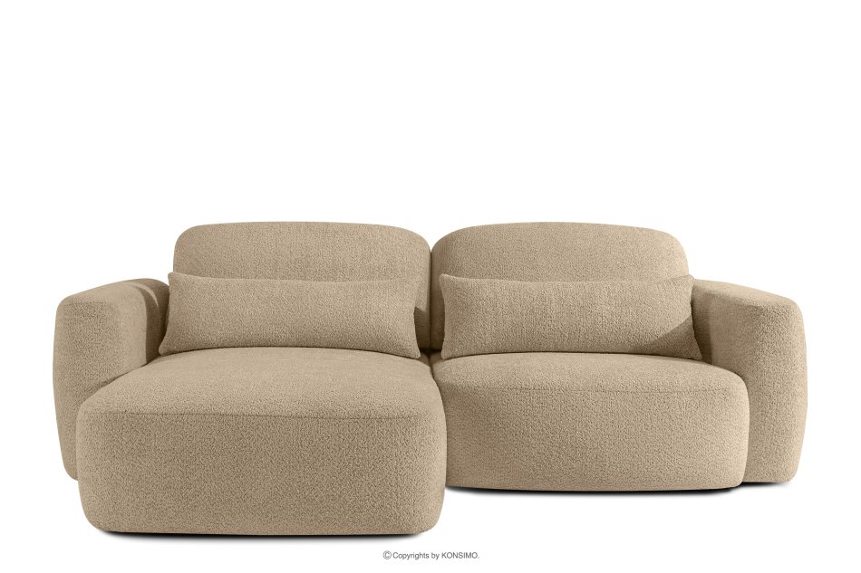 ELOSA Rohová pohovka Japandi z bouclé tkaniny ľavá béžová béžová - obrázok 0