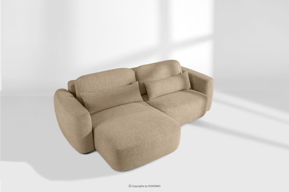 ELOSA Rohová pohovka Japandi z bouclé tkaniny ľavá béžová béžová - obrázok 19