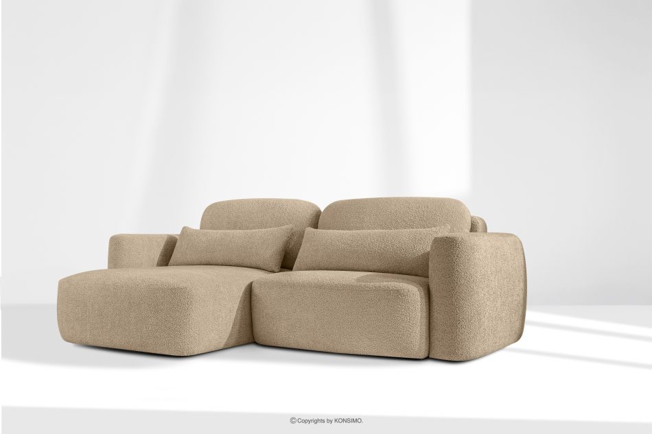 ELOSA Rohová pohovka Japandi z bouclé tkaniny ľavá béžová béžová - obrázok 20