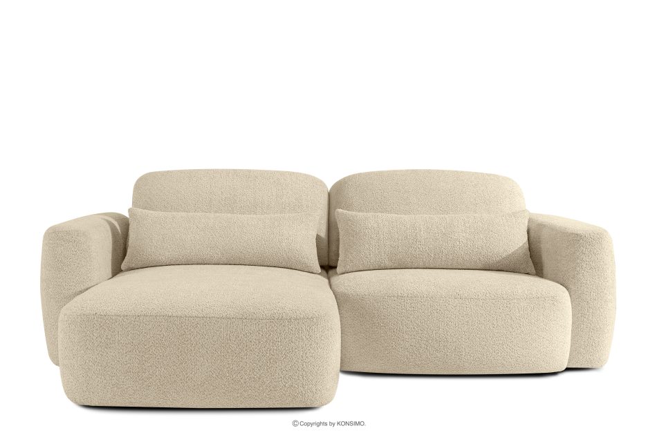 ELOSA Rohová pohovka Japandi z bouclé tkaniny ľavá svetlo béžová světle béžová - obrázok 0