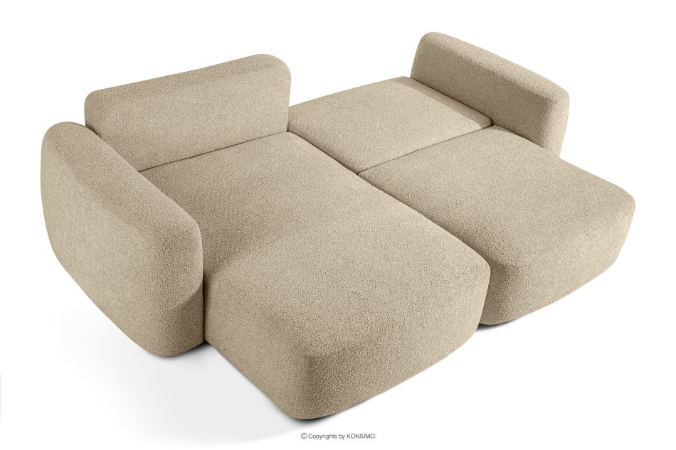 ELOSA Rohová pohovka Japandi z bouclé tkaniny ľavá svetlo béžová světle béžová - obrázok 4