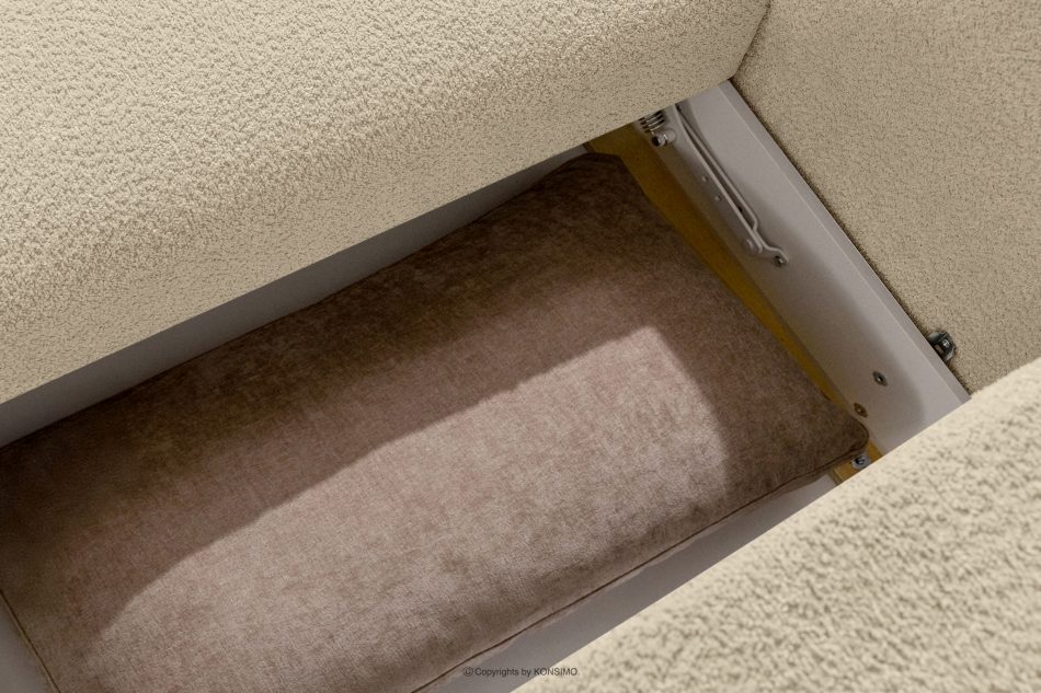 ELOSA Rohová pohovka Japandi z bouclé tkaniny ľavá svetlo béžová světle béžová - obrázok 14