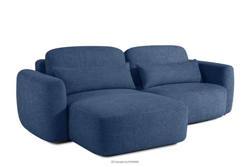 ELOSA Rohová sedačka v japonskom štýle z bouclé tkaniny ľavá tmavomodrá tmavě modrá - obrázok 2