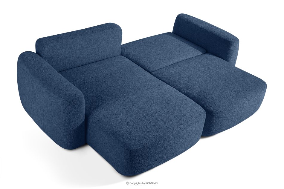 ELOSA Rohová sedačka v japonskom štýle z bouclé tkaniny ľavá tmavomodrá tmavě modrá - obrázok 4