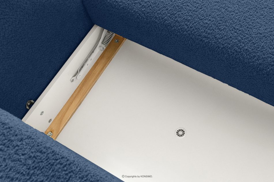 ELOSA Rohová sedačka v japonskom štýle z bouclé tkaniny ľavá tmavomodrá tmavě modrá - obrázok 12