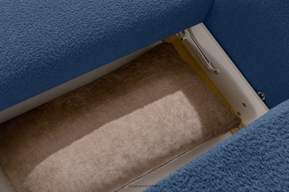 ELOSA Rohová sedačka v japonskom štýle z bouclé tkaniny ľavá tmavomodrá tmavě modrá - obrázok 14