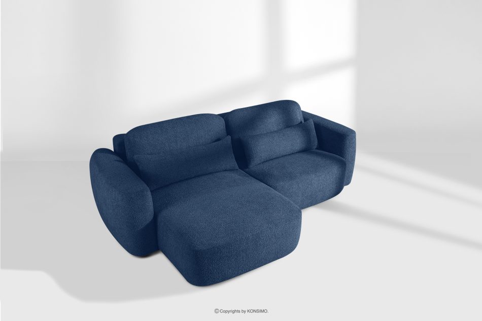 ELOSA Rohová sedačka v japonskom štýle z bouclé tkaniny ľavá tmavomodrá tmavě modrá - obrázok 19