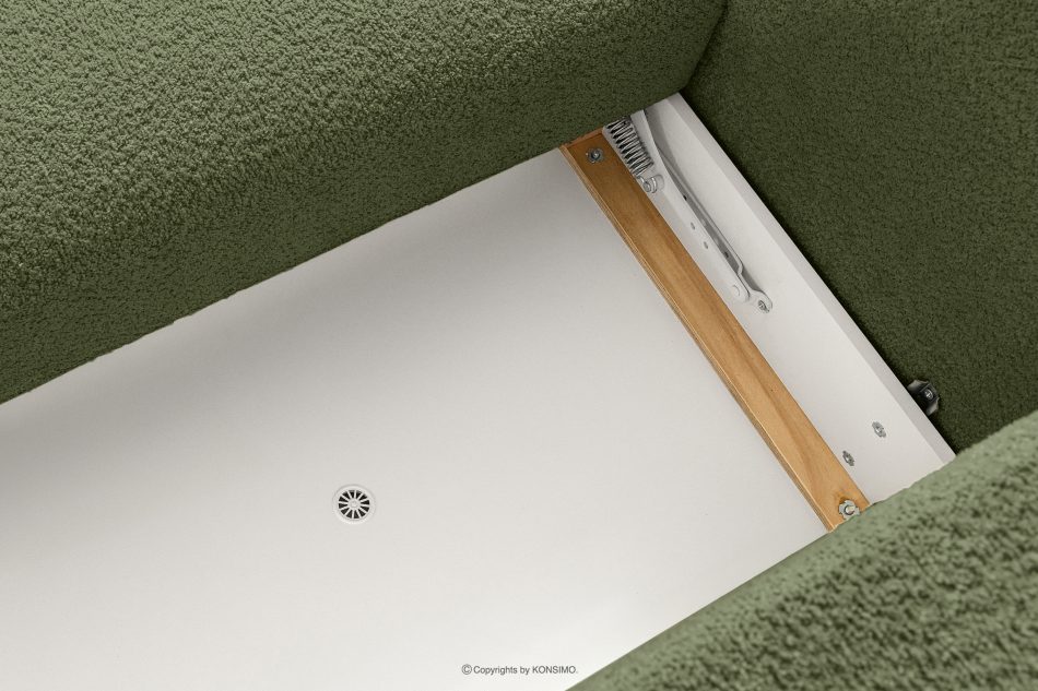 ELOSA Pravá rohová pohovka a kreslo v japonskom štýle olivová bouclé látka olivová - obrázok 13