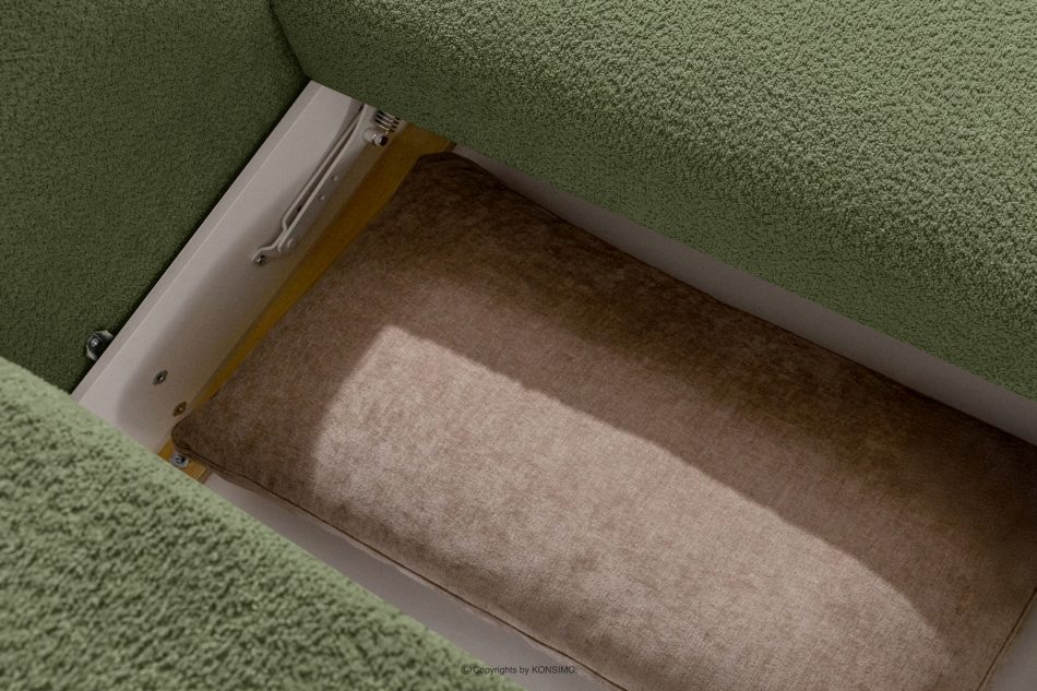 ELOSA Pravá rohová pohovka a kreslo v japonskom štýle olivová bouclé látka olivová - obrázok 15